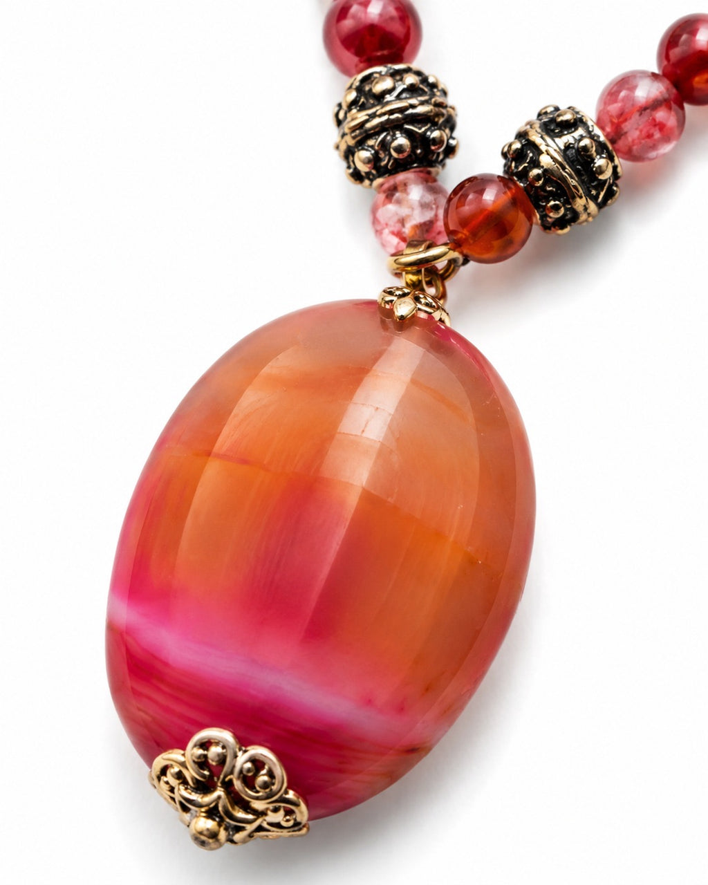 Pink pendant 
Multicolor agate 
Sterling silver 925
