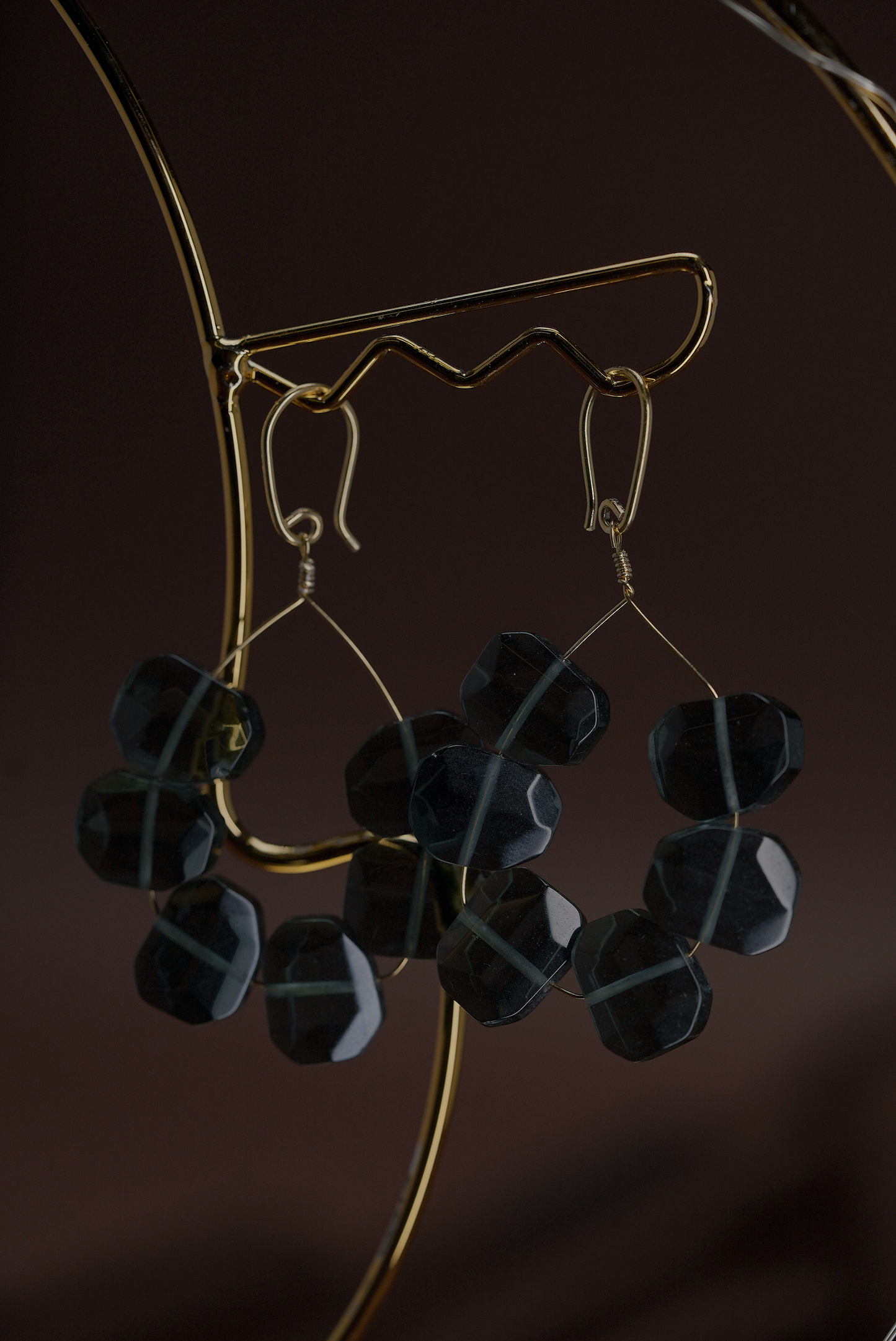 Golden Noir Cascade Earrings