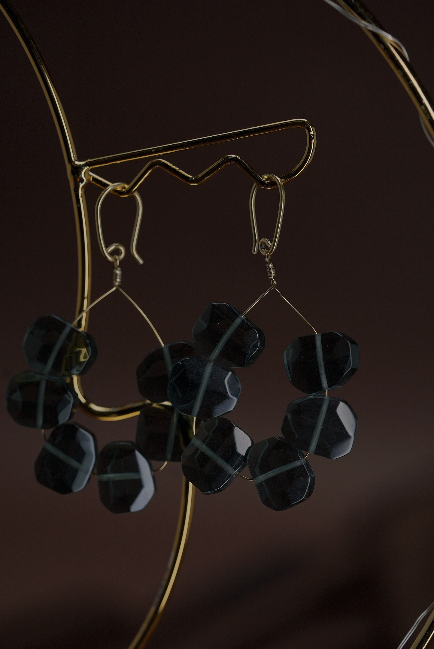 Golden Noir Cascade Earrings