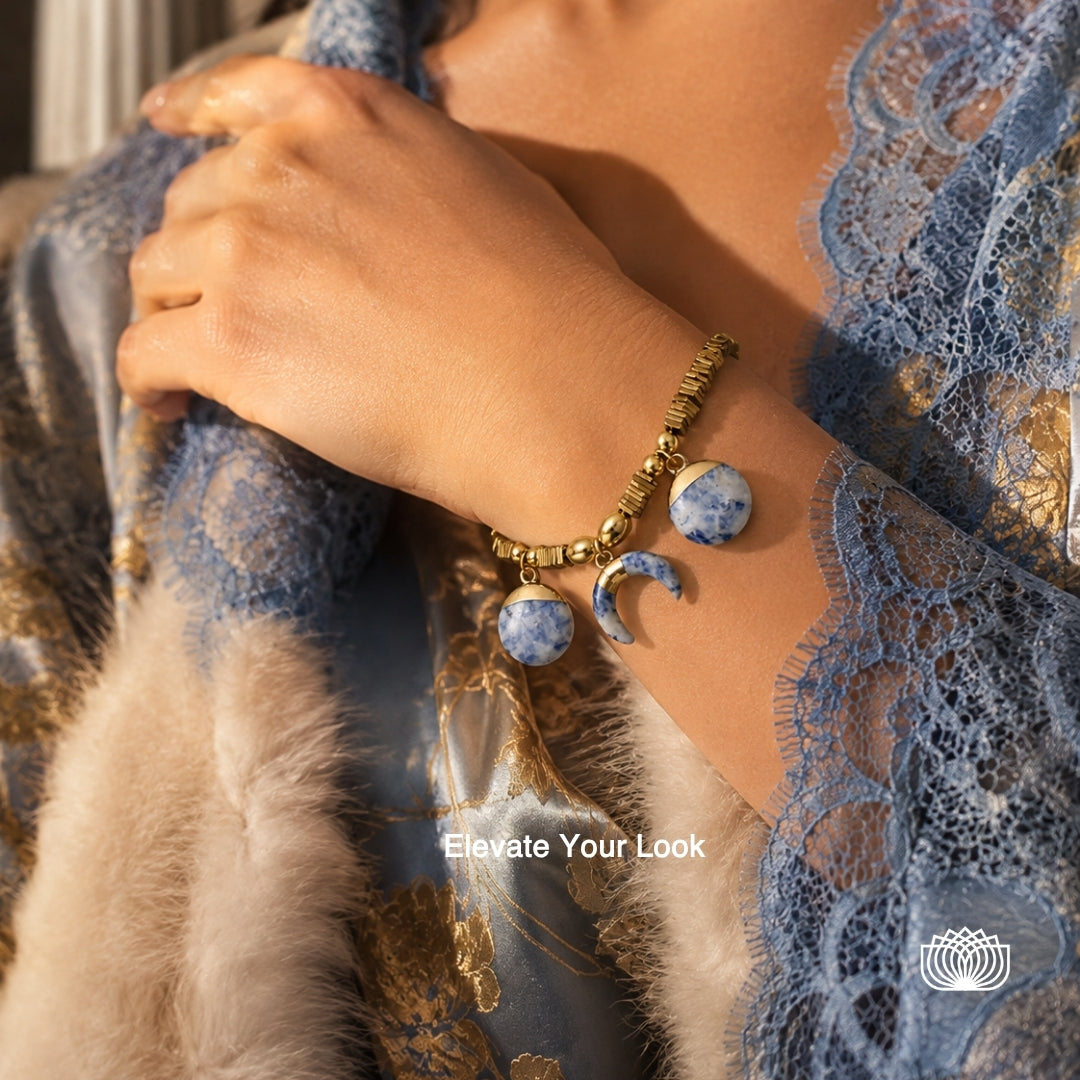 Blue moon.   
Sodalite 
Hematite gold plated 
Sterling silver925 gold plated