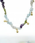 Amethyst 
Aquamarine 
Peridot 
Clear quartz 
Sterling silver 925 gold plated