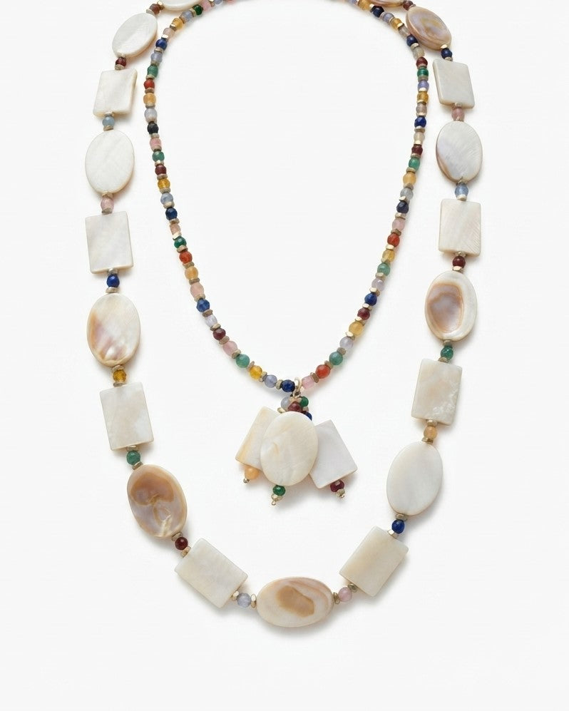 Multi colour jade 
Mother of pearl 
Hematite 
Sterling silver 925