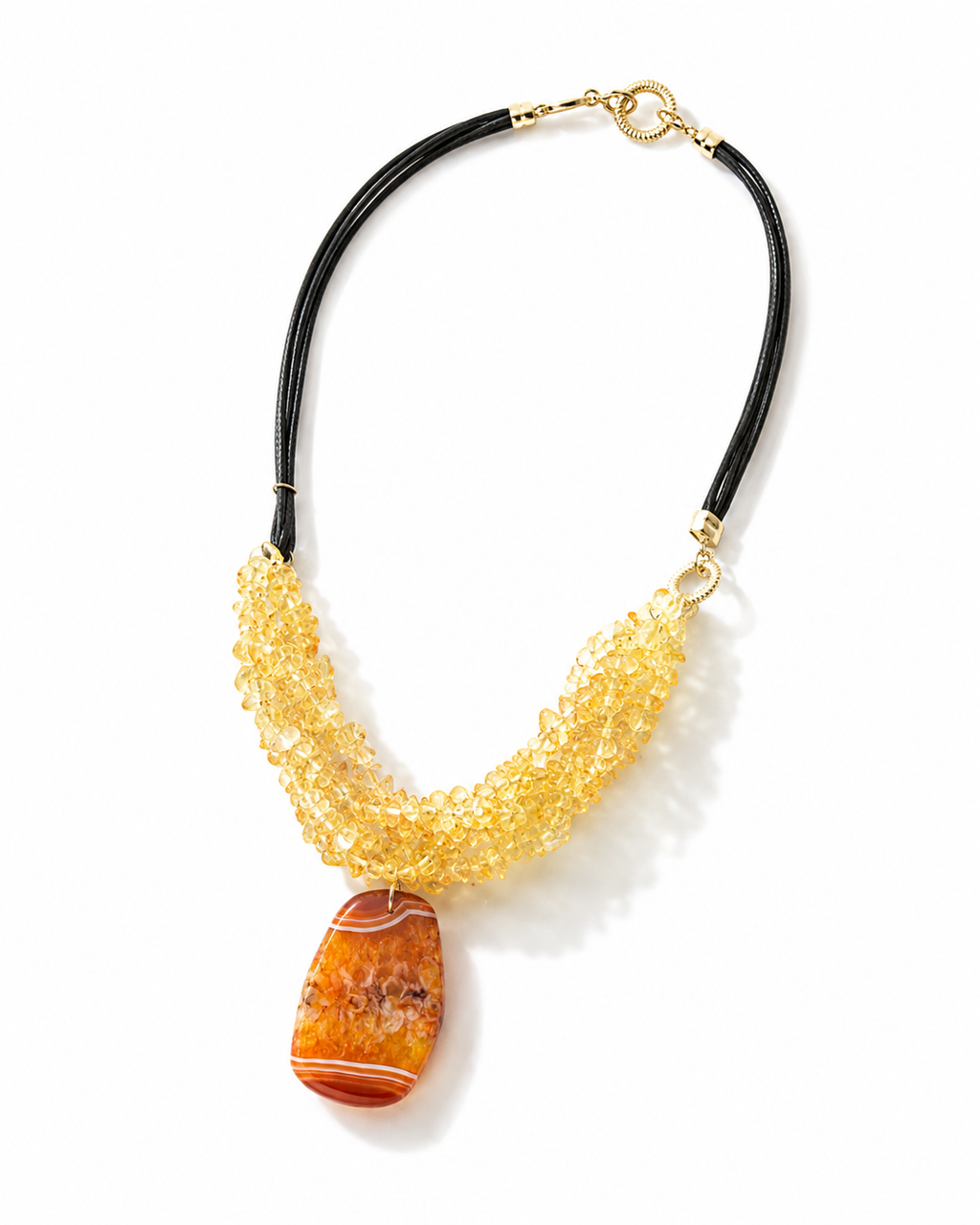 Certain. Agate. Sterling silver 925.  Leather cortex