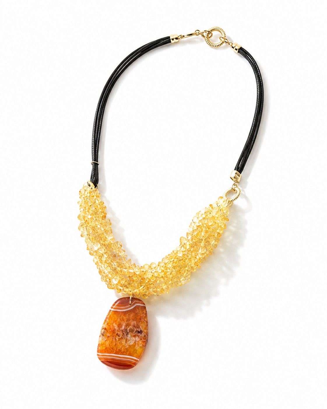 Certain. Agate. Sterling silver 925.  Leather cortex