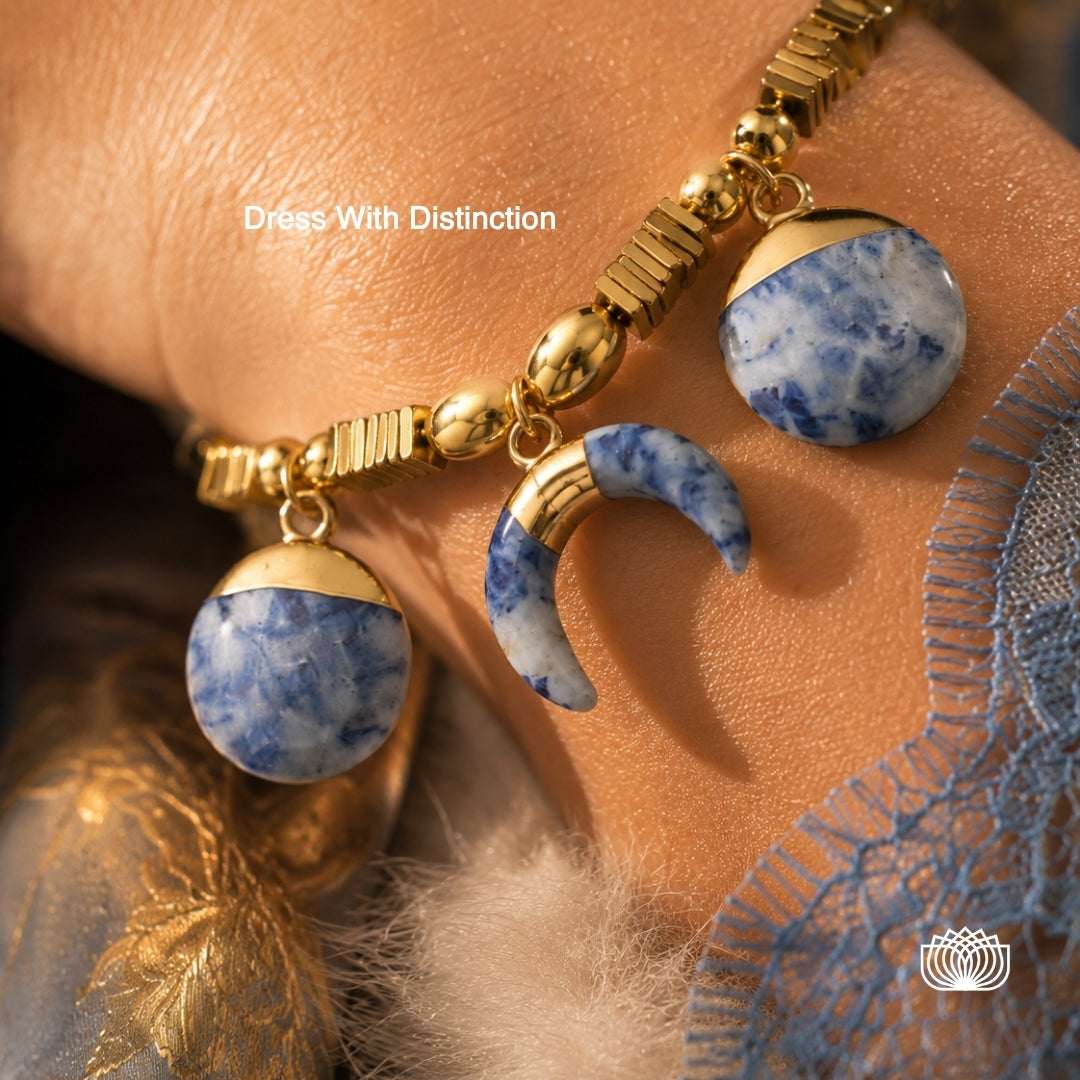 Blue moon.   
Sodalite 
Hematite gold plated 
Sterling silver925 gold plated