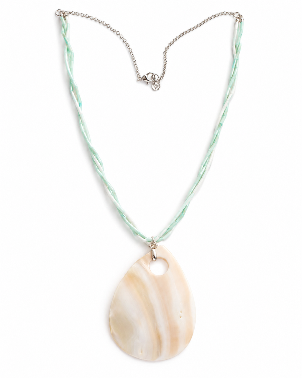 Lime sorbet.     
Mother of pearl 
Mother of pearl pendant 
Sterling Silver 925