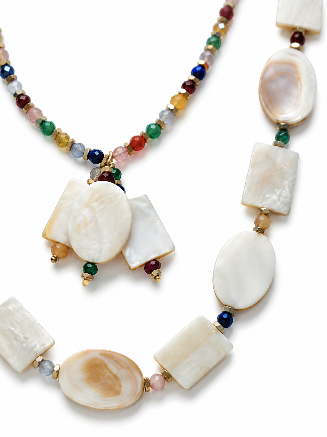Multi colour jade 
Mother of pearl 
Hematite 
Sterling silver 925