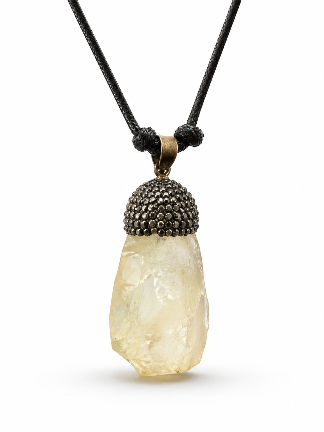 Celer quartz 
Leather cortex 
Sterling silver 925