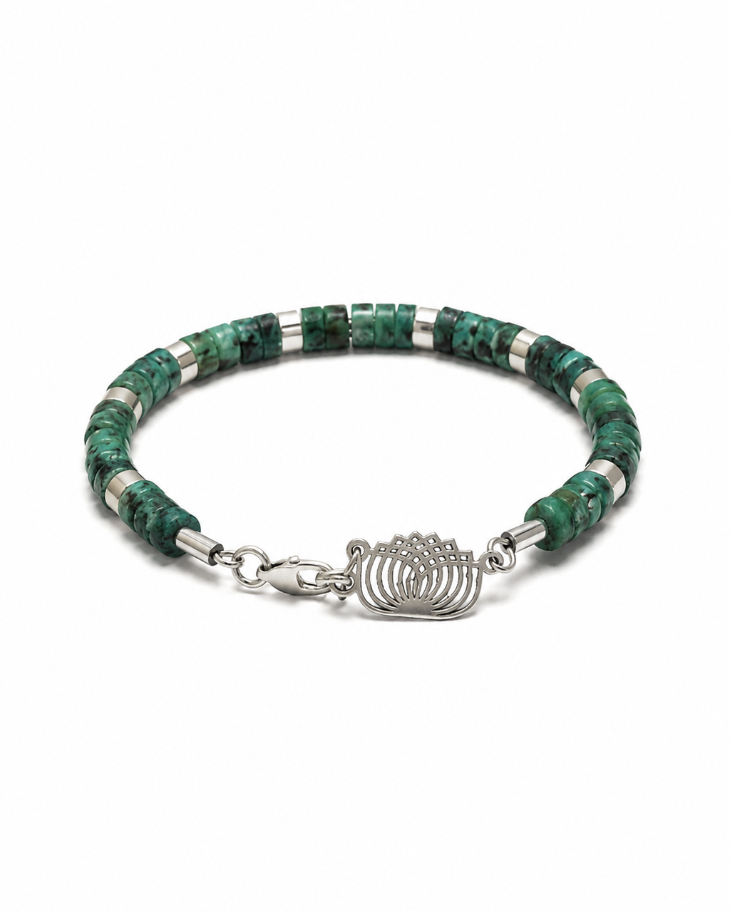 Green signature.       
Zoisite 
Hematite 
Sterling Silver 925