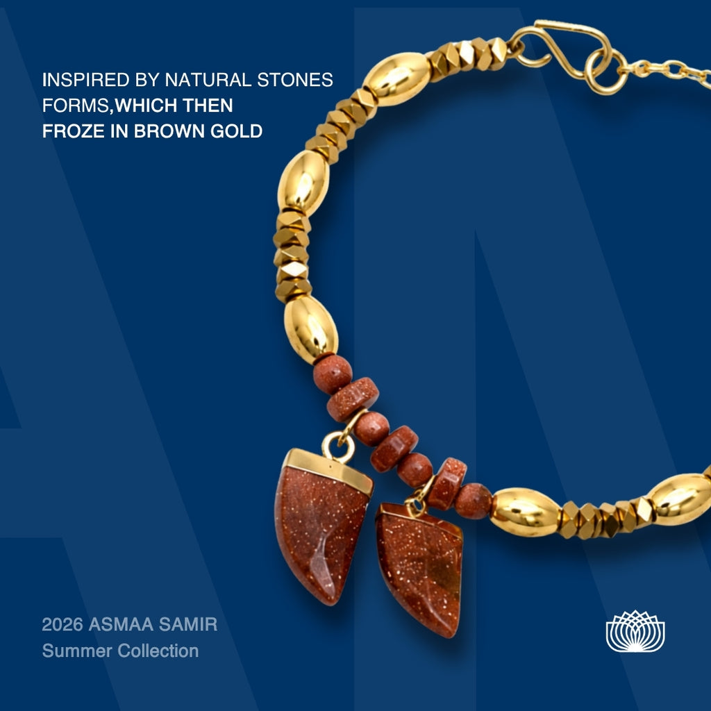 Golden sunset.     
Gold stone 
Hematite gold plated 
Sterling silver 925 gold plated