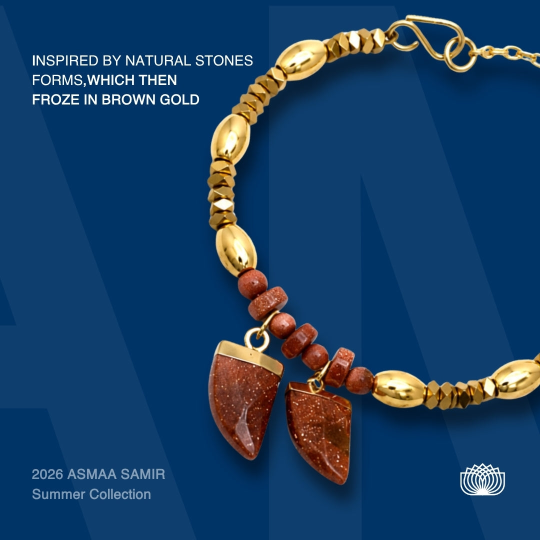 Golden sunset.     
Gold stone 
Hematite gold plated 
Sterling silver 925 gold plated