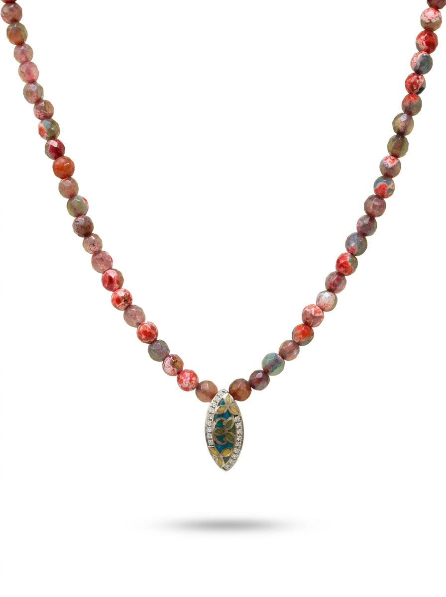 Colourful agate 
Enamel pendant 
Sterling silver 925