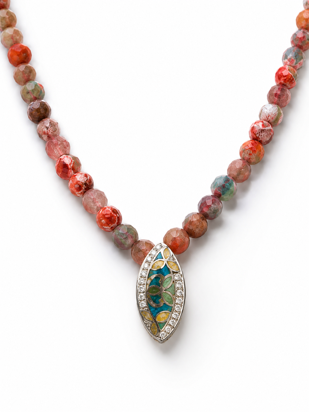 Colourful agate 
Enamel pendant 
Sterling silver 925