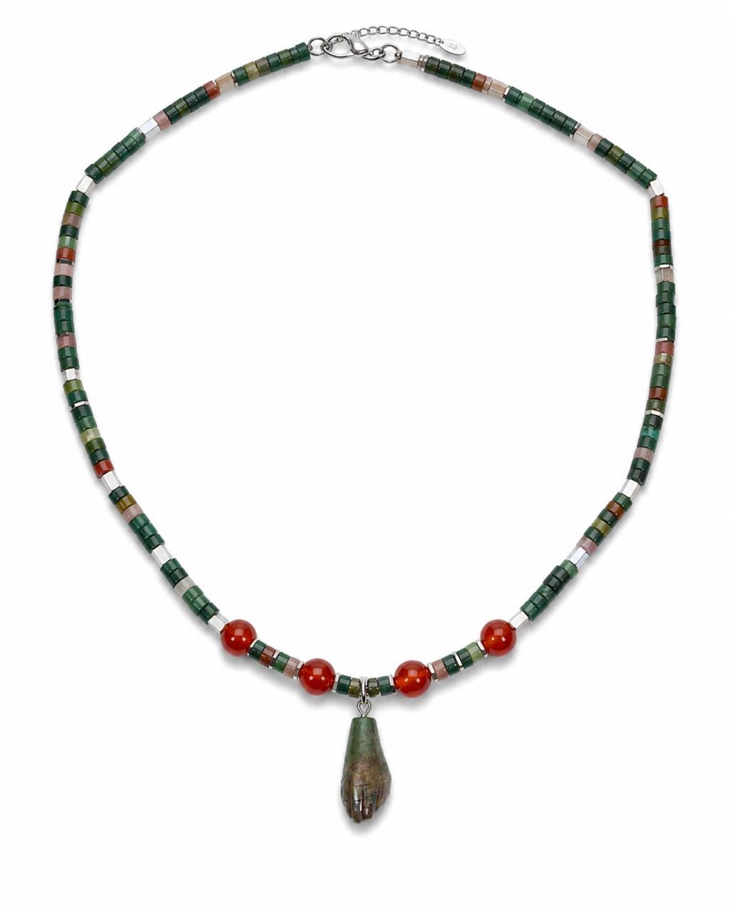 Carnelian 
Jasper 
Jasper hand 
Hematite 
Sterling silver 925
