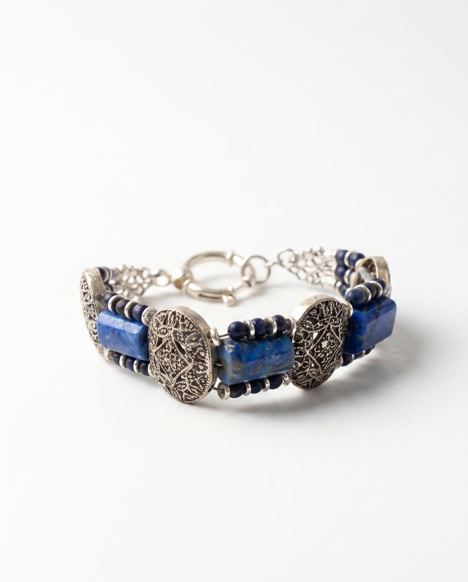 Blue sultan       
Lapis 
Hematite 
Sterling silver 925
