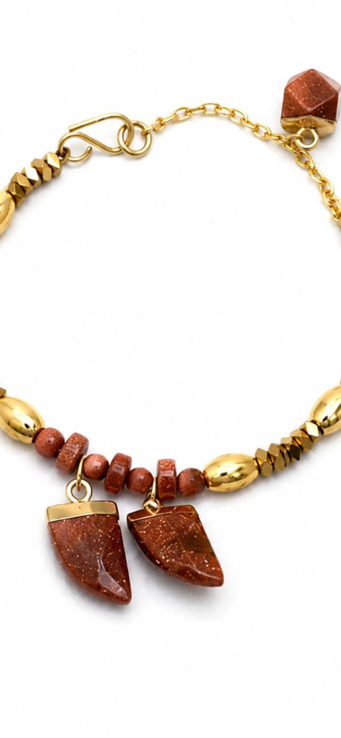 Golden sunset.     
Gold stone 
Hematite gold plated 
Sterling silver 925 gold plated