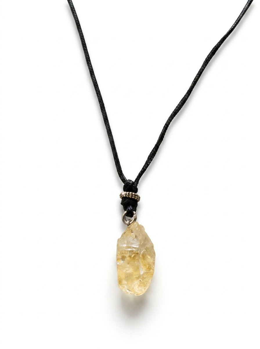 Citrine 
Leather cortex 
Sterling silver 925
