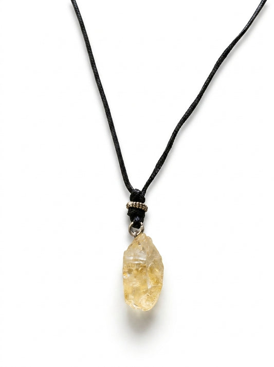 Citrine 
Leather cortex 
Sterling silver 925