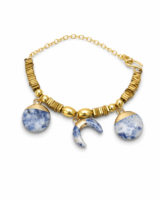 Blue moon.   
Sodalite 
Hematite gold plated 
Sterling silver925 gold plated