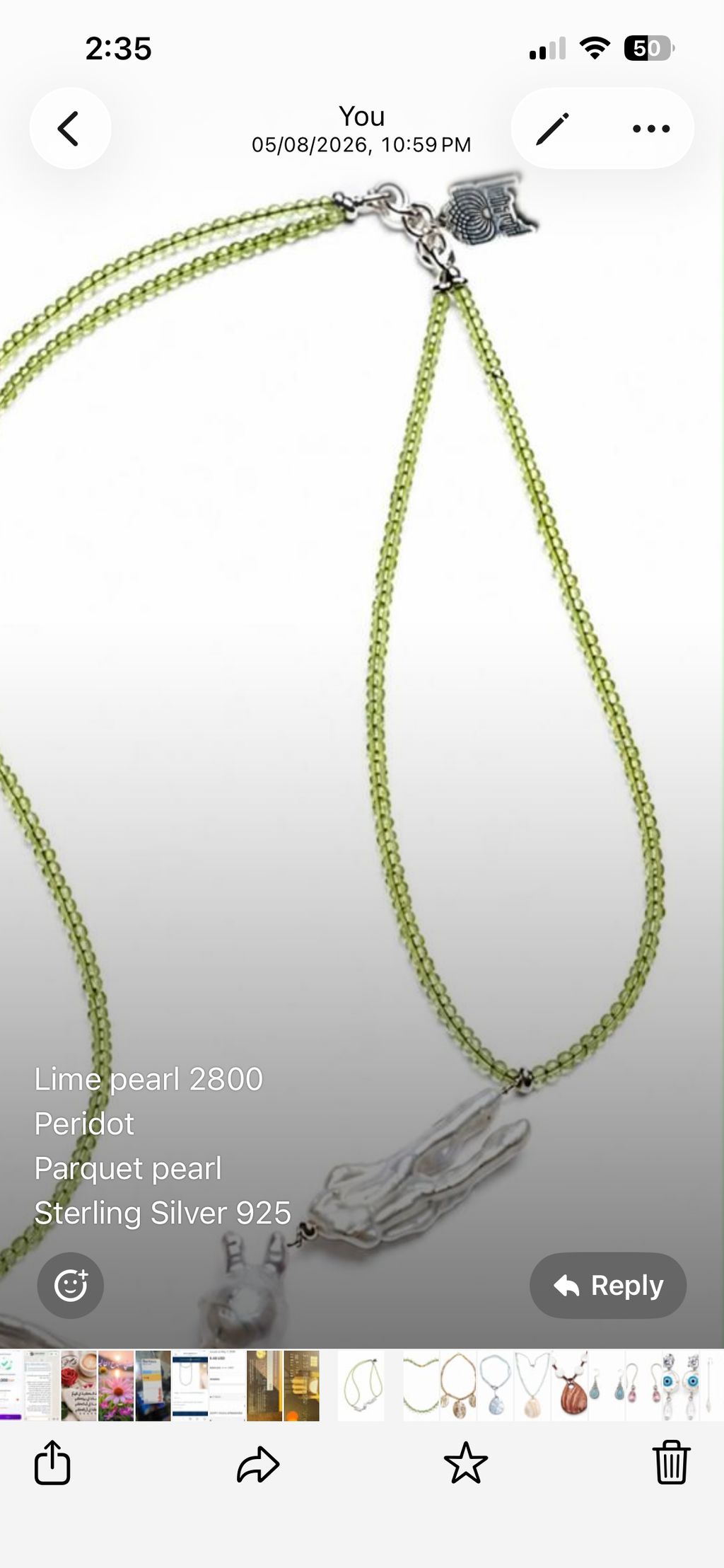 Lime pearl 
Peridot 
Parquet pearl 
Sterling Silver 925
