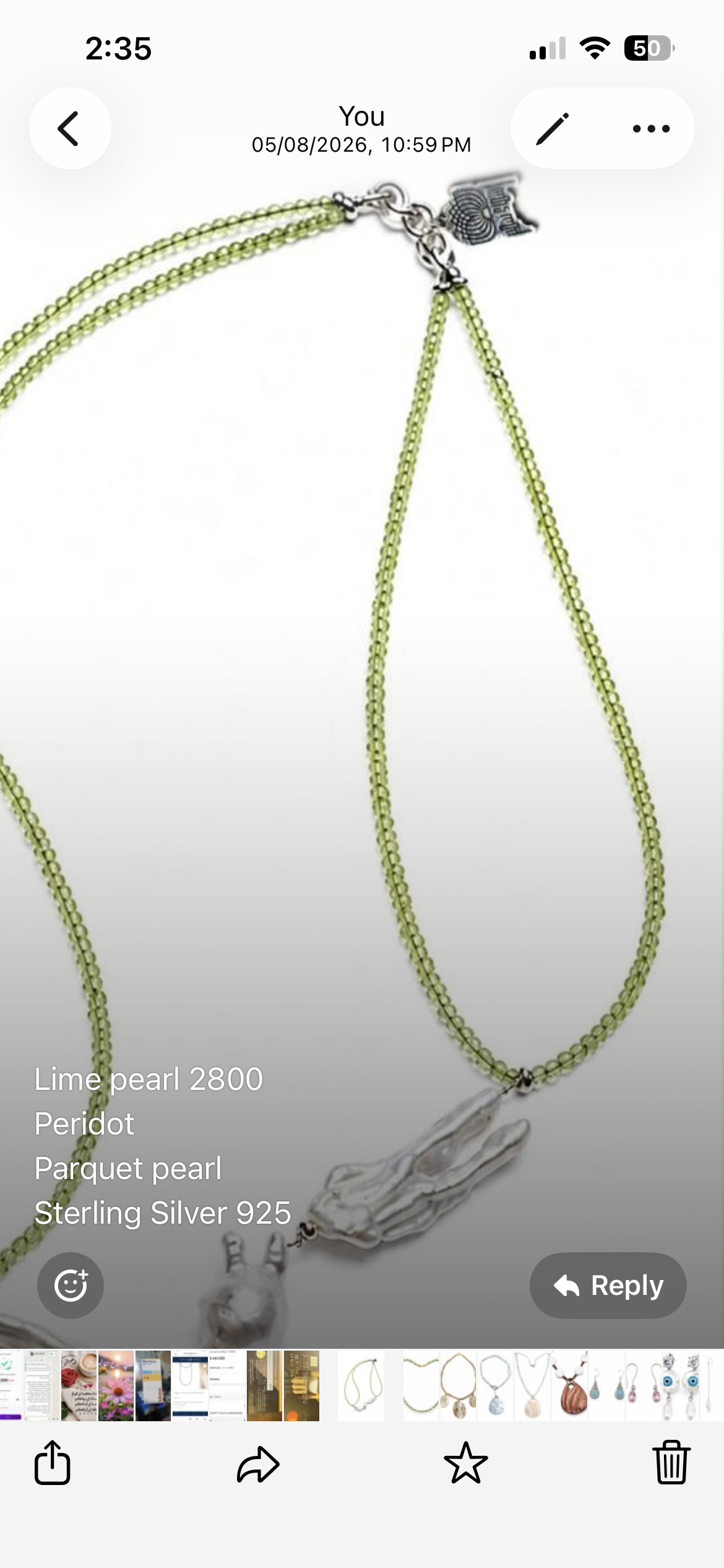 Lime pearl 
Peridot 
Parquet pearl 
Sterling Silver 925