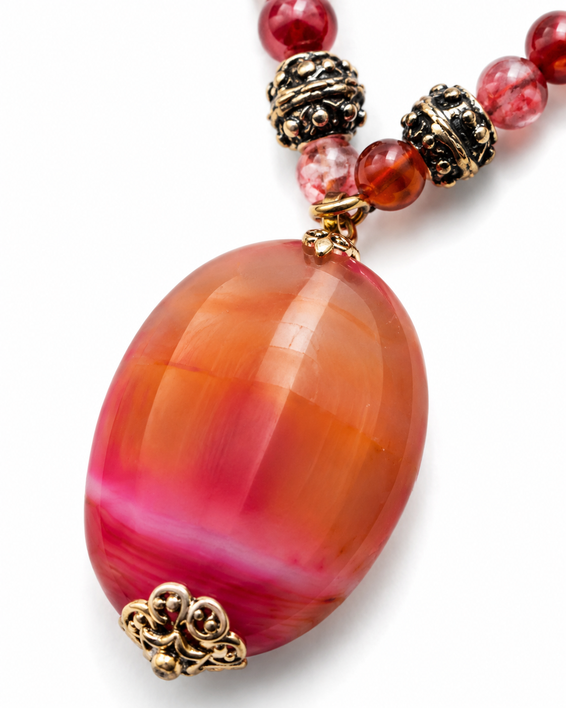 Pink pendant 
Multicolor agate 
Sterling silver 925