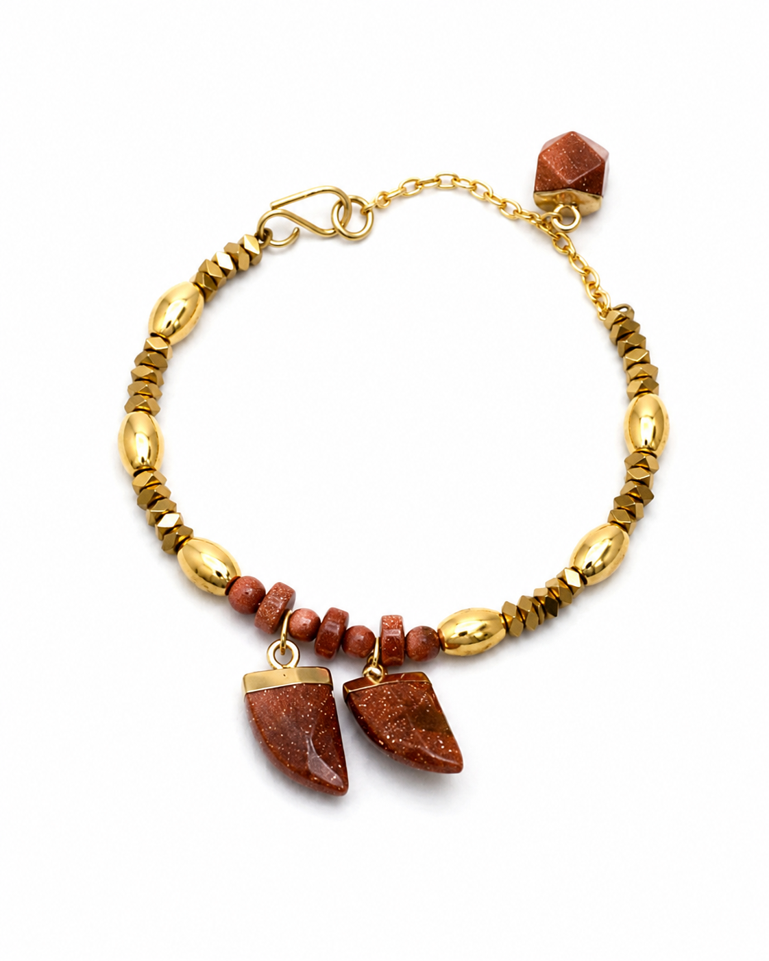 Golden sunset.     
Gold stone 
Hematite gold plated 
Sterling silver 925 gold plated