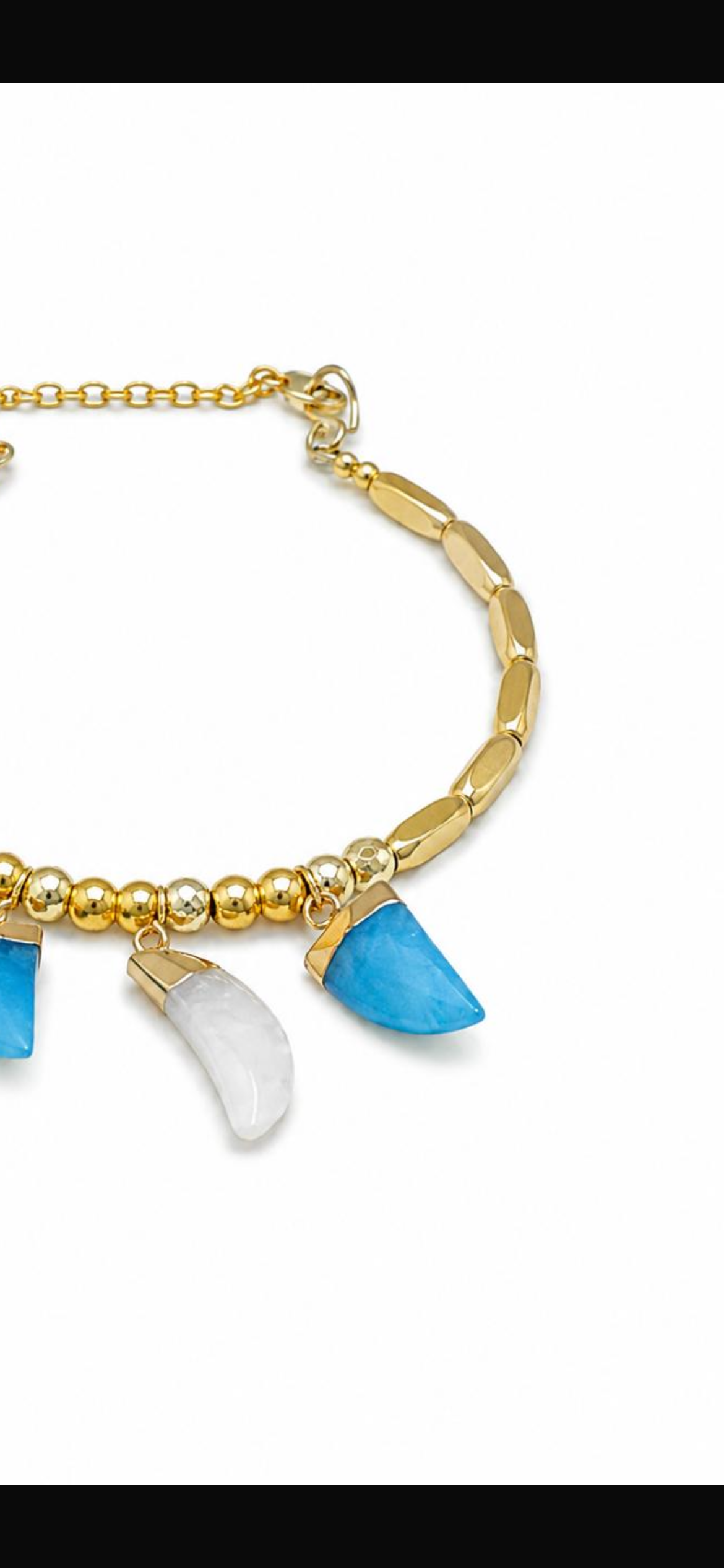 Sea spell.    
Blue ,white jade 
Hematite gold plated 
Sterling Silver 925 gold plated
