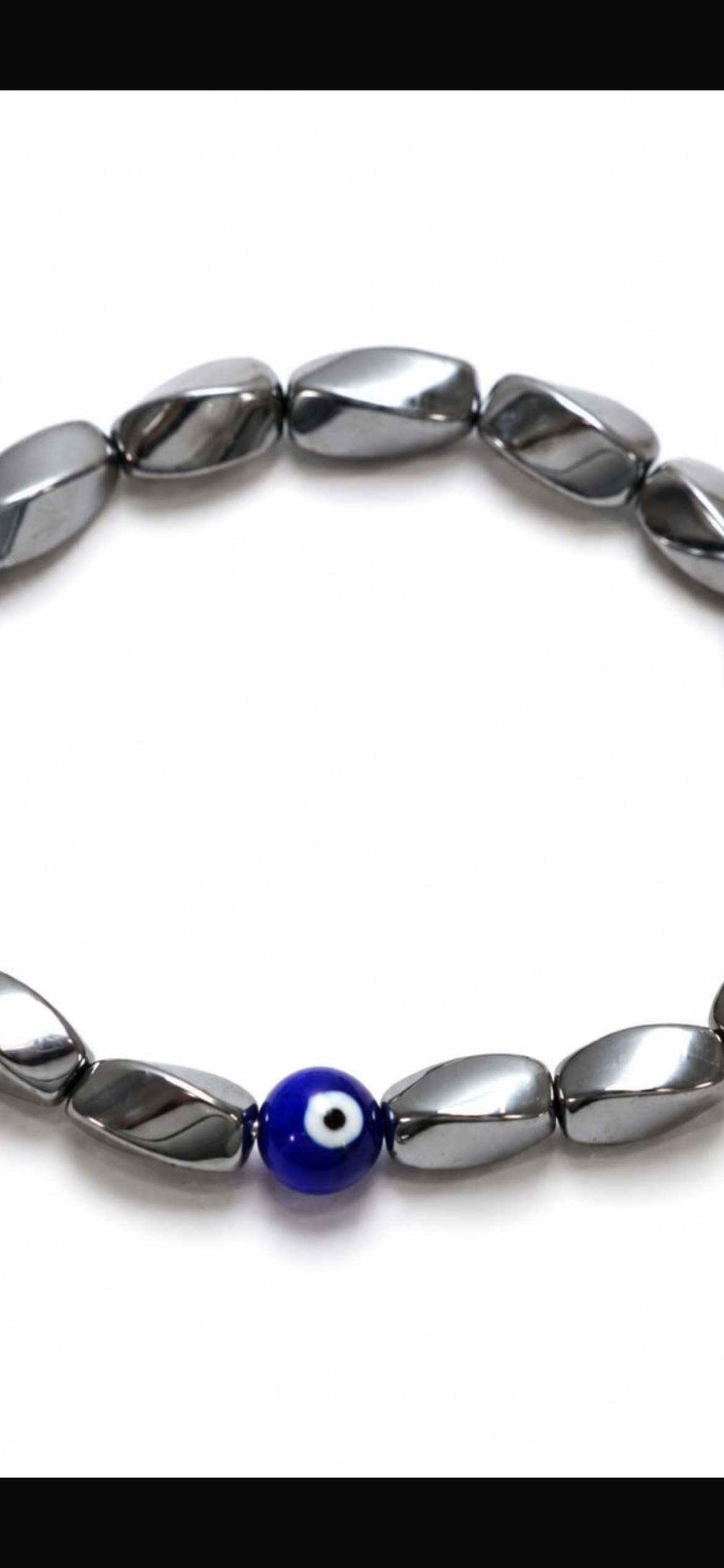 Evil steel.    
Hematite 
Evil eye