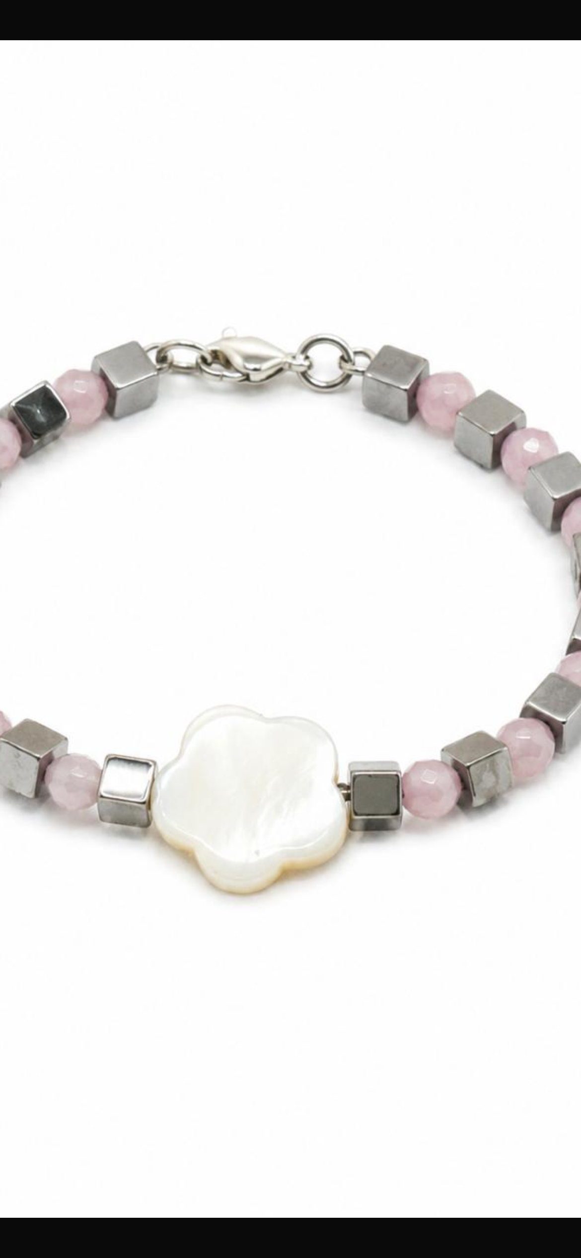 Moonshine 4      
Mother of pearl 
Hematite 
Rose agate 
Sterling Silver 925