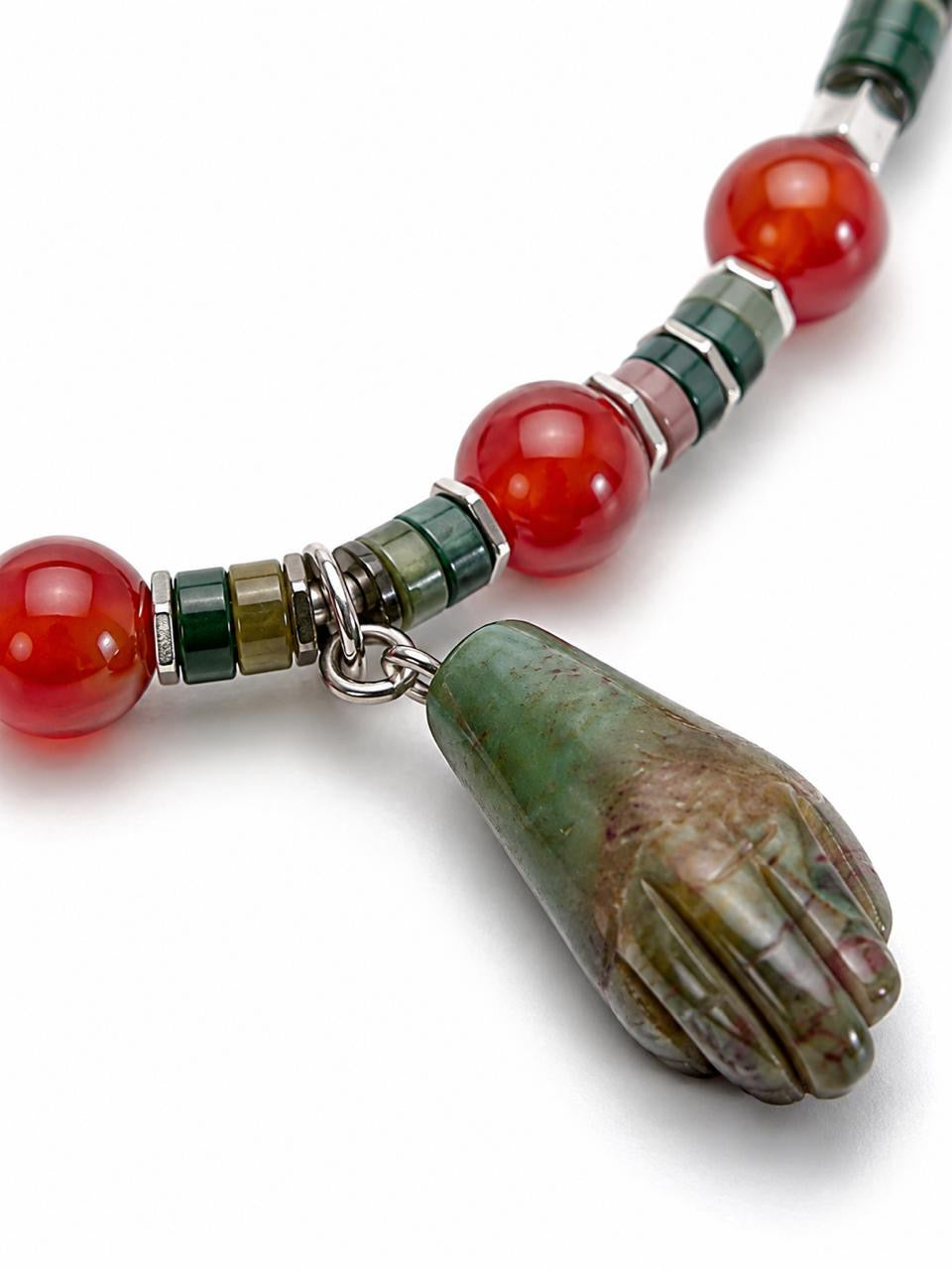 Carnelian 
Jasper 
Jasper hand 
Hematite 
Sterling silver 925