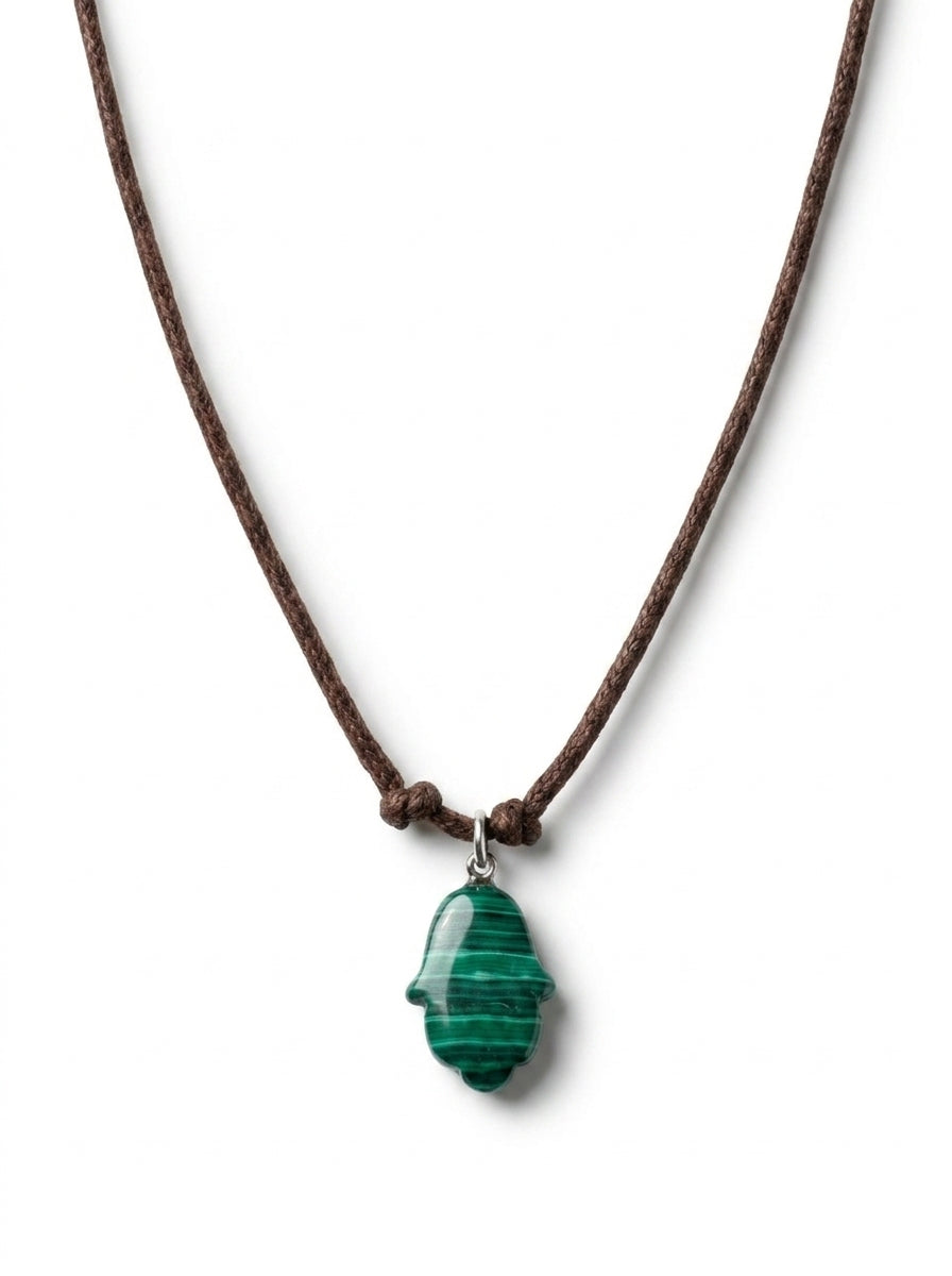 Malachite 
Leather cortex 
Sterling silver 925