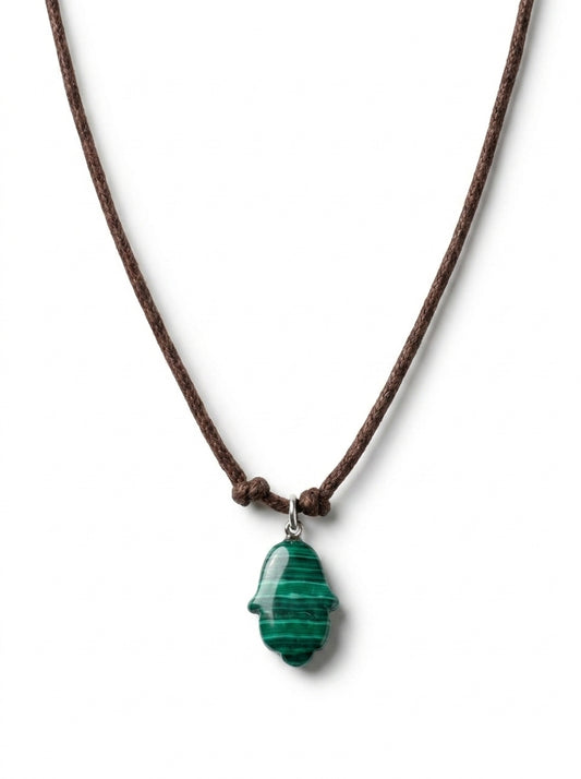 Malachite 
Leather cortex 
Sterling silver 925