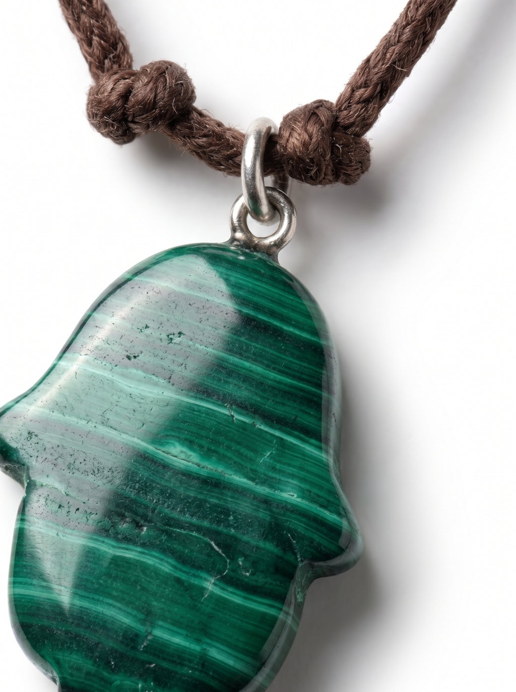 Malachite 
Leather cortex 
Sterling silver 925