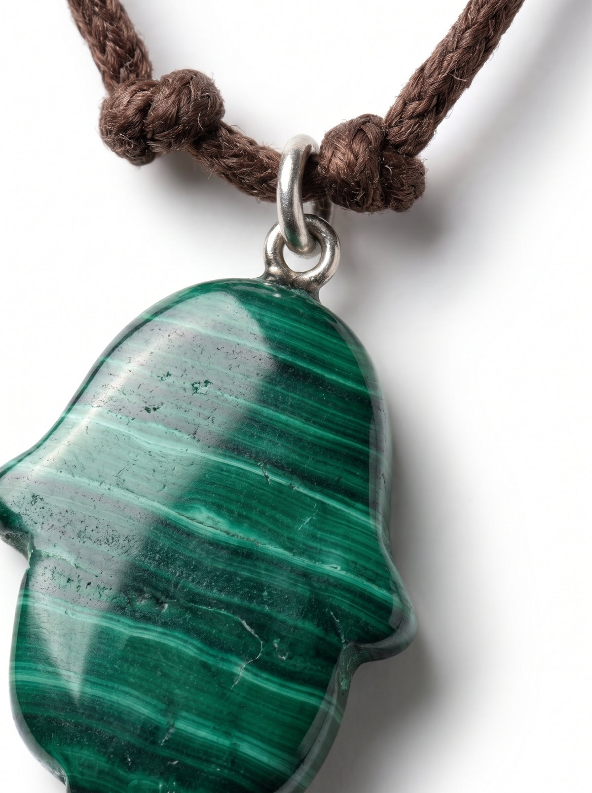 Malachite 
Leather cortex 
Sterling silver 925