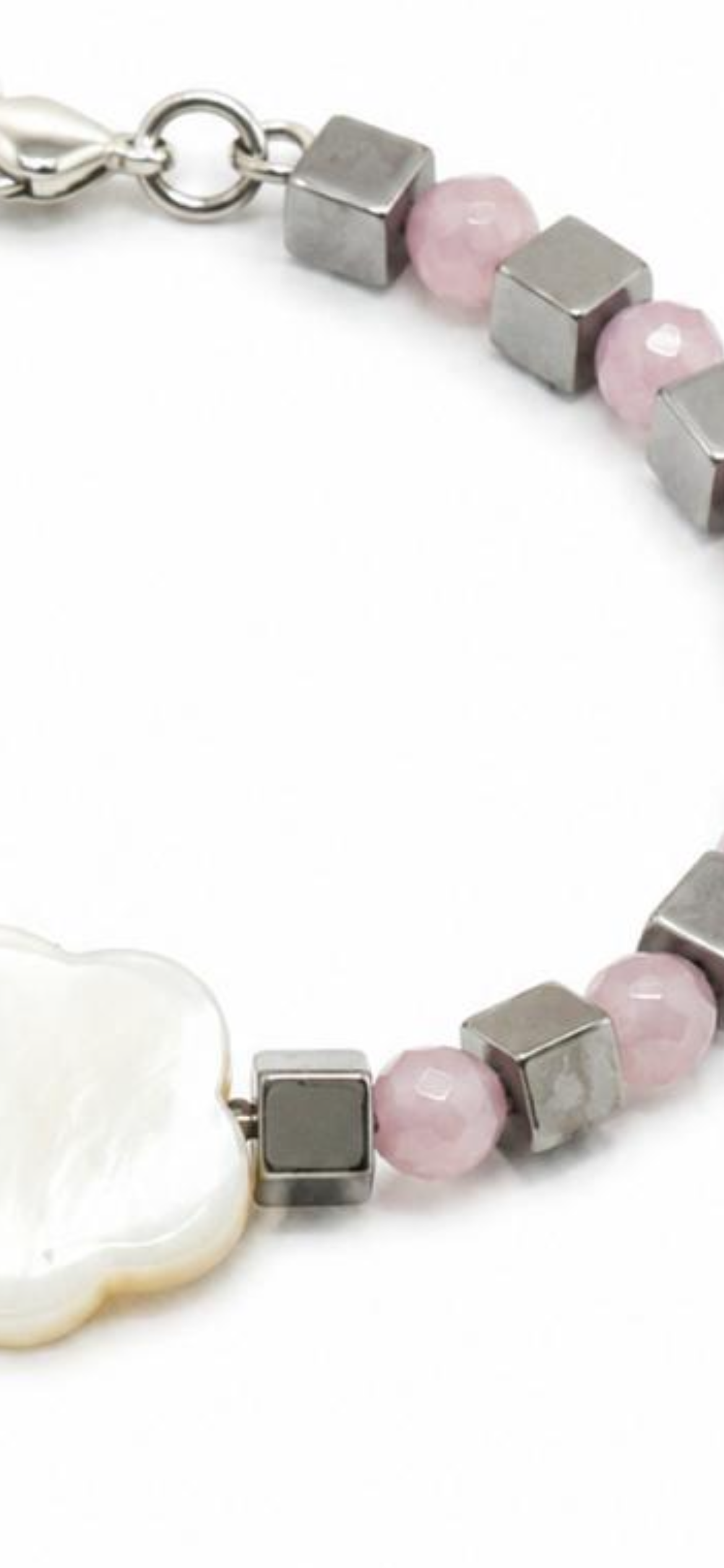 Moonshine 4      
Mother of pearl 
Hematite 
Rose agate 
Sterling Silver 925
