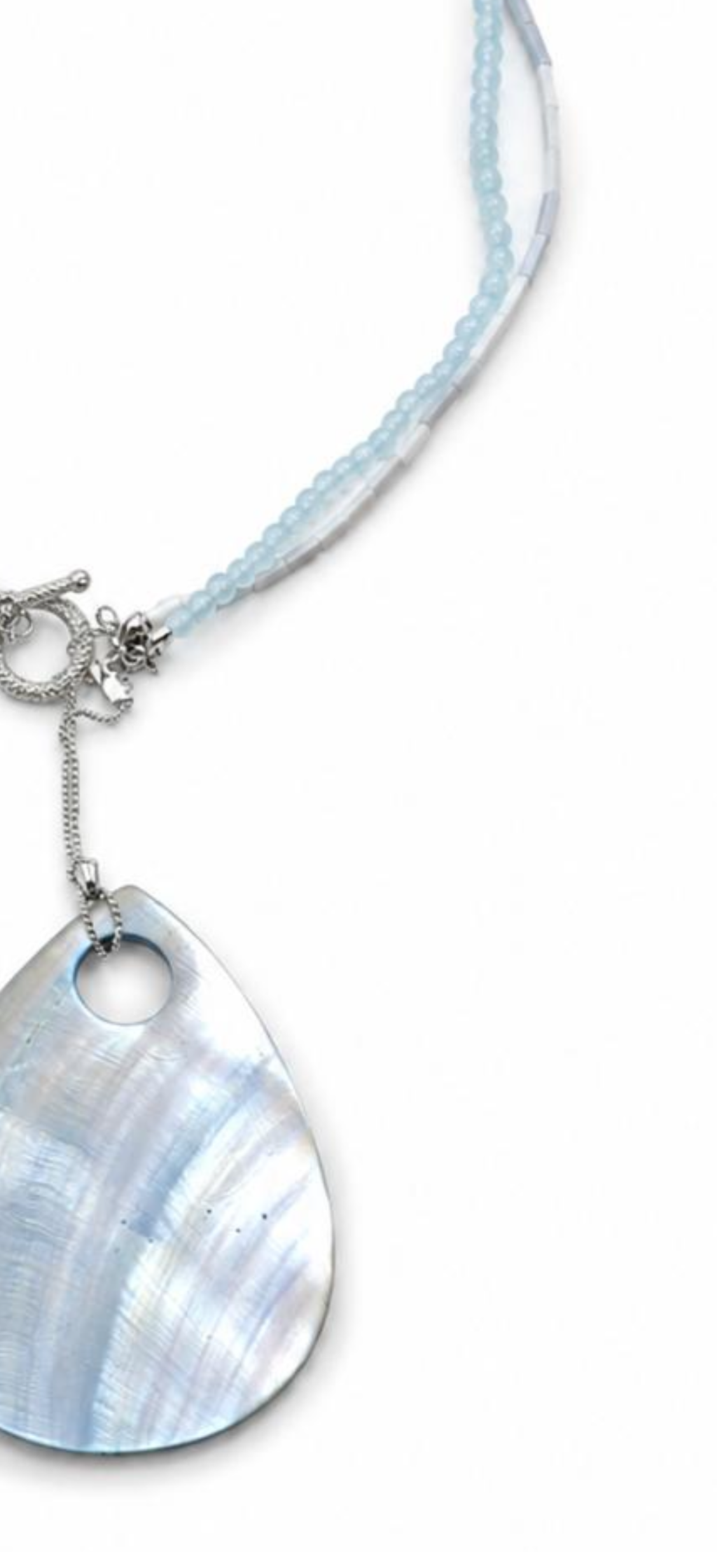 Ocean veil.   
Baby blue agate 
Mother of pearl 
Mother of pearl pendant 
Sterling Silver 925