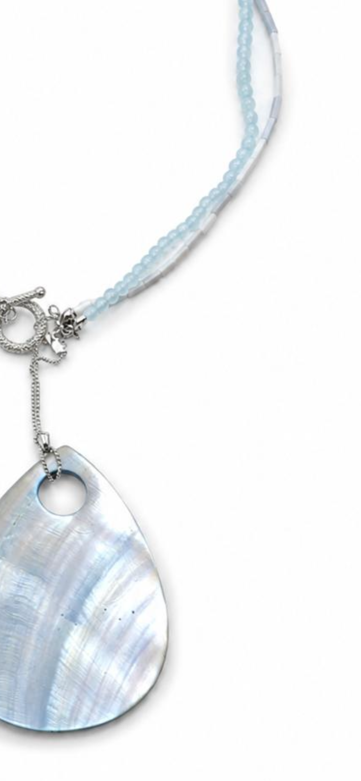 Ocean veil.   
Baby blue agate 
Mother of pearl 
Mother of pearl pendant 
Sterling Silver 925