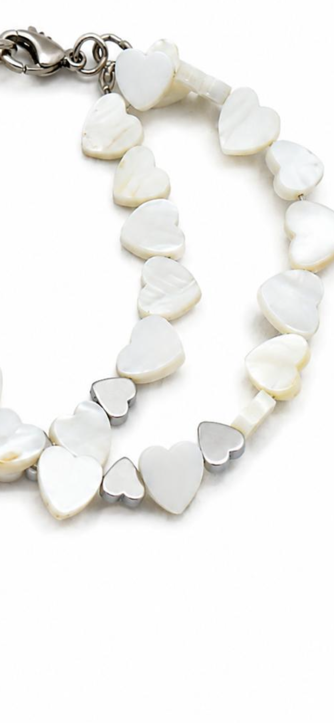 Heart to heart.     
Mother of pearl 
Hematite 
Sterling Silver 925
