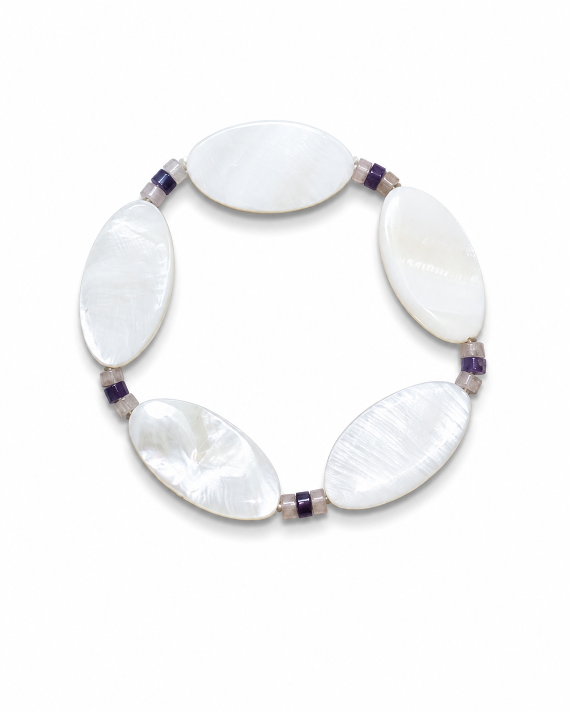 Vanilla shell .4.
Mother of pearl 
Amethyst 
Rose quartz