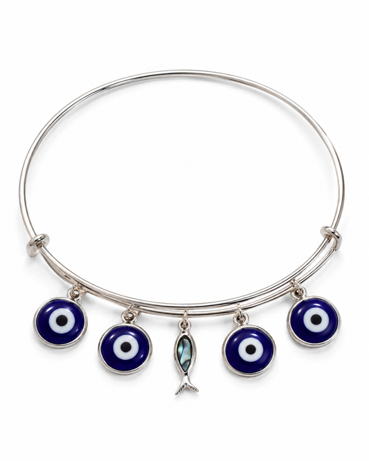 Sea guardian.    
Evil eye 
Abalone fish 
Sterling Silver 925