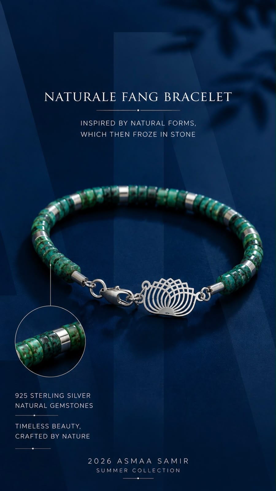 Green signature.       
Zoisite 
Hematite 
Sterling Silver 925