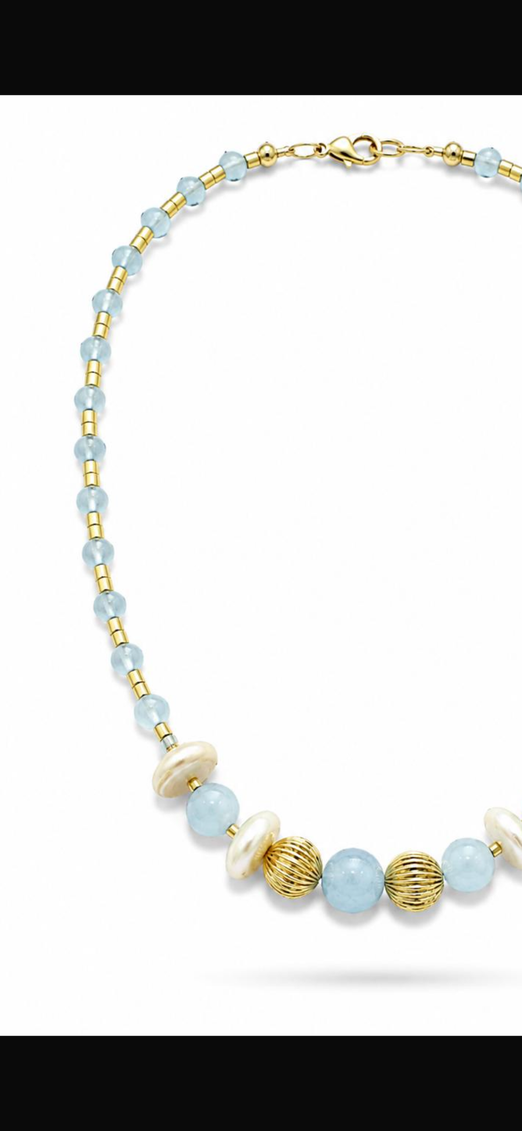 Aquamarine 
Hematite 
Pearl 
Sterling silver 925 gold plated