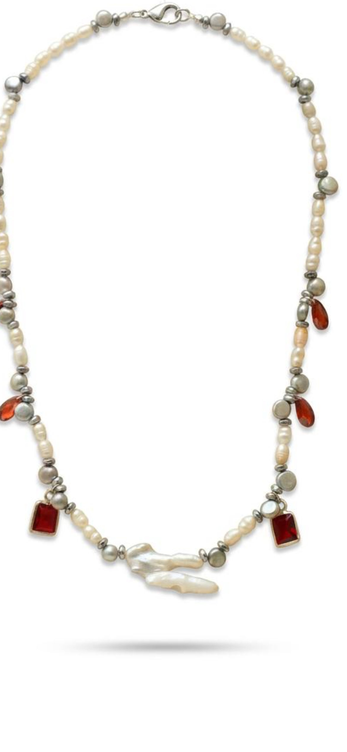 Off white and grey pea6
Red Cubic zirconia drops and pendants 
Sterling silver 925