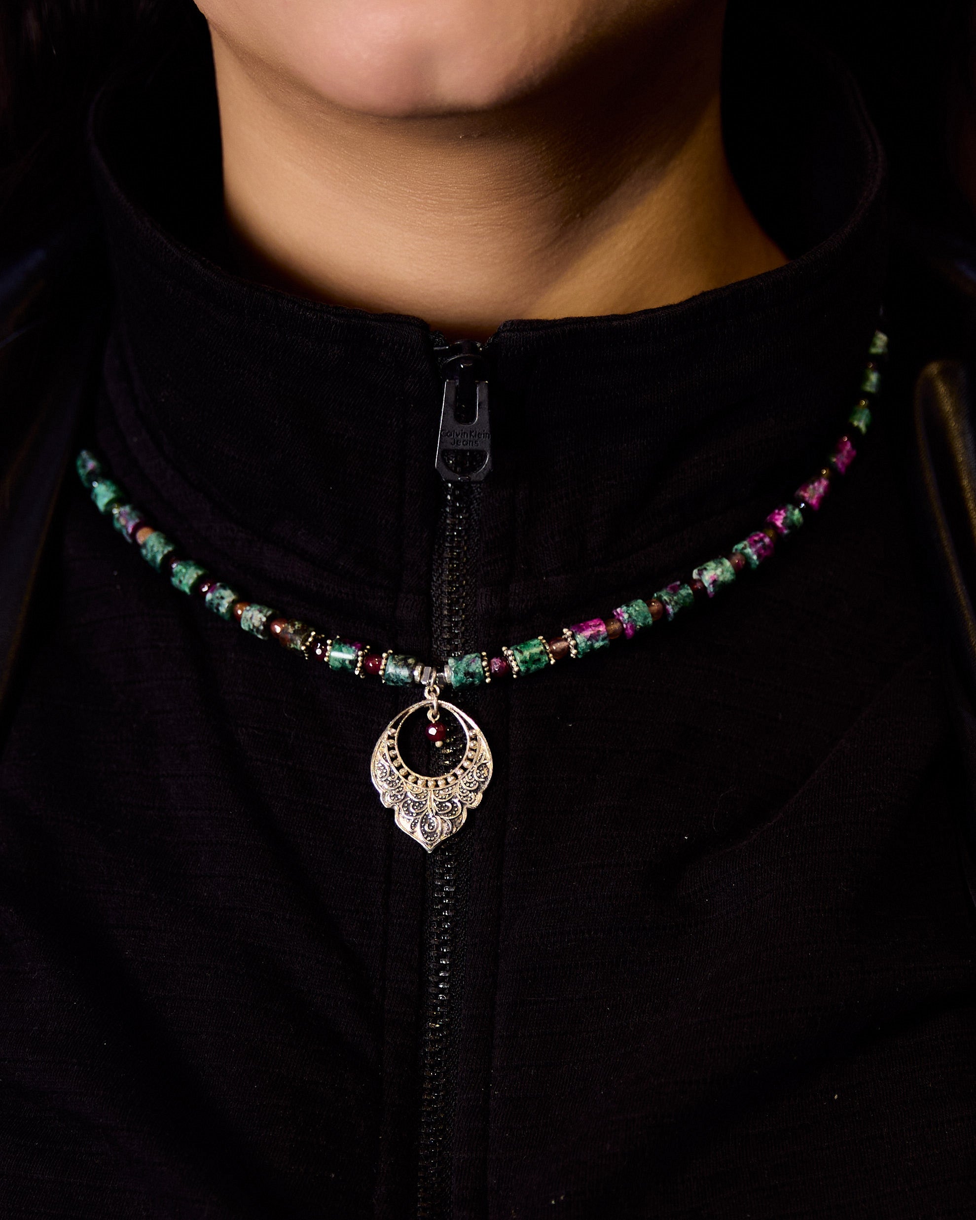 Mosaic Crescent Necklace