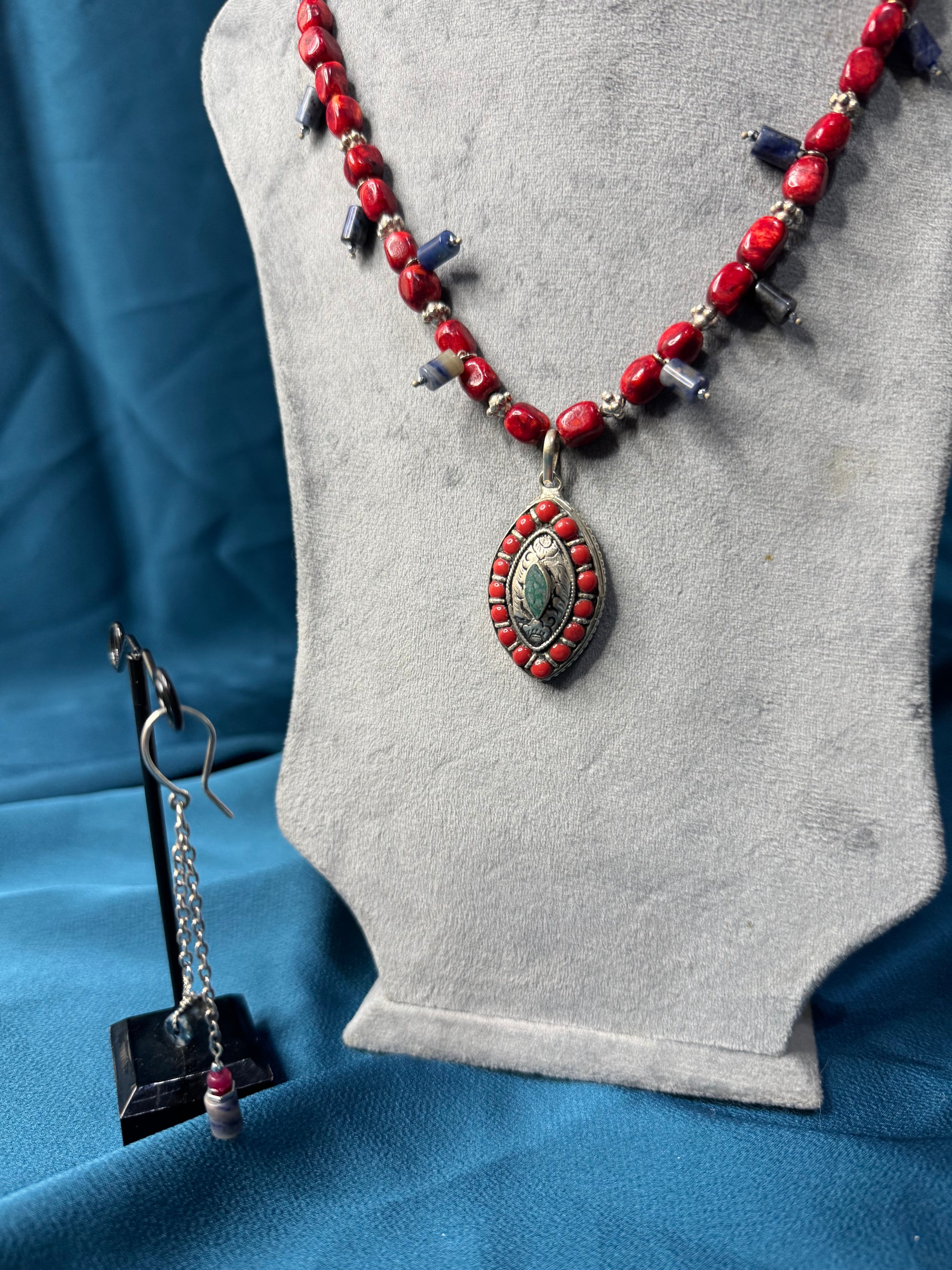 Red Relic Necklace & Earrings