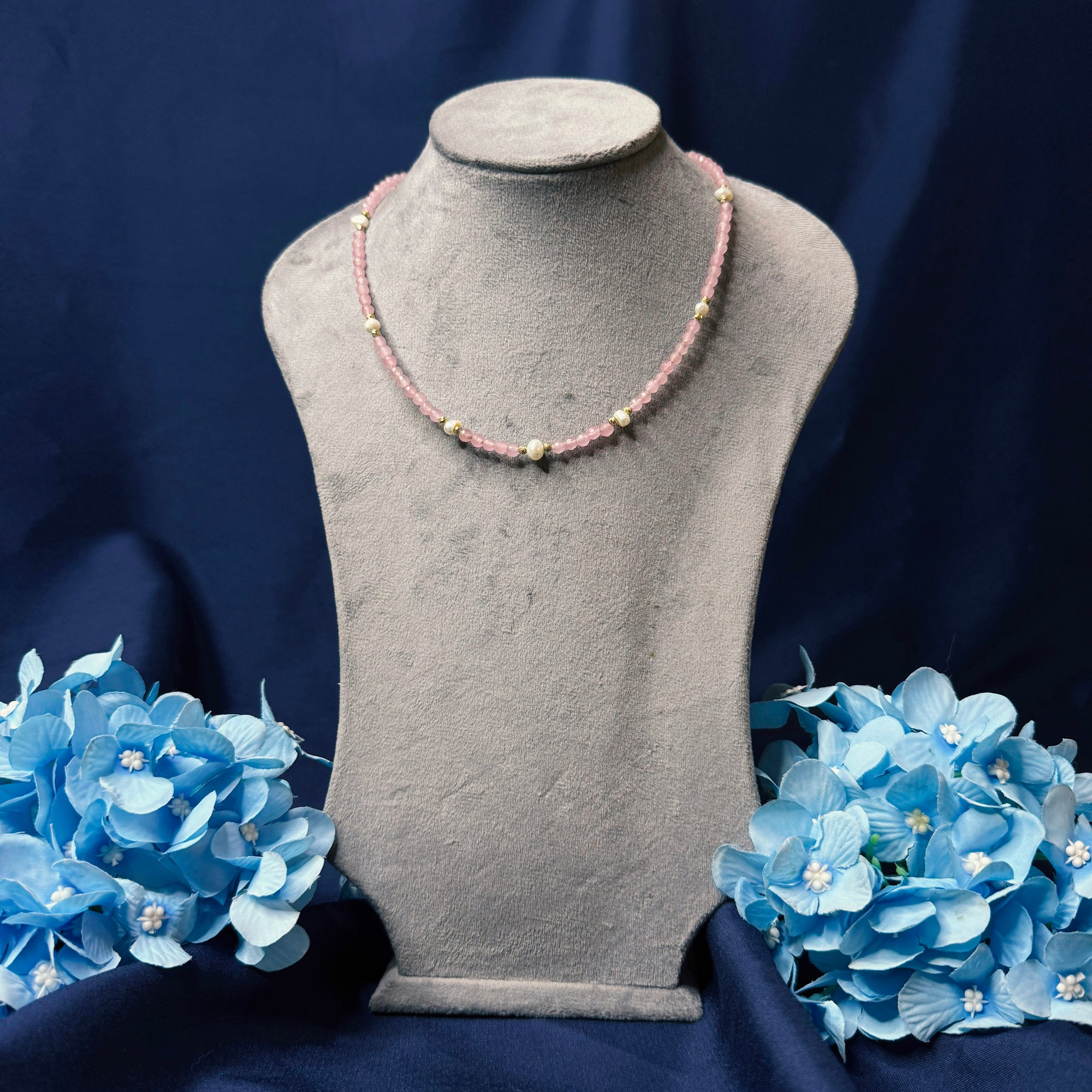 Blush Halo – Rose Jade & Pearl Necklace