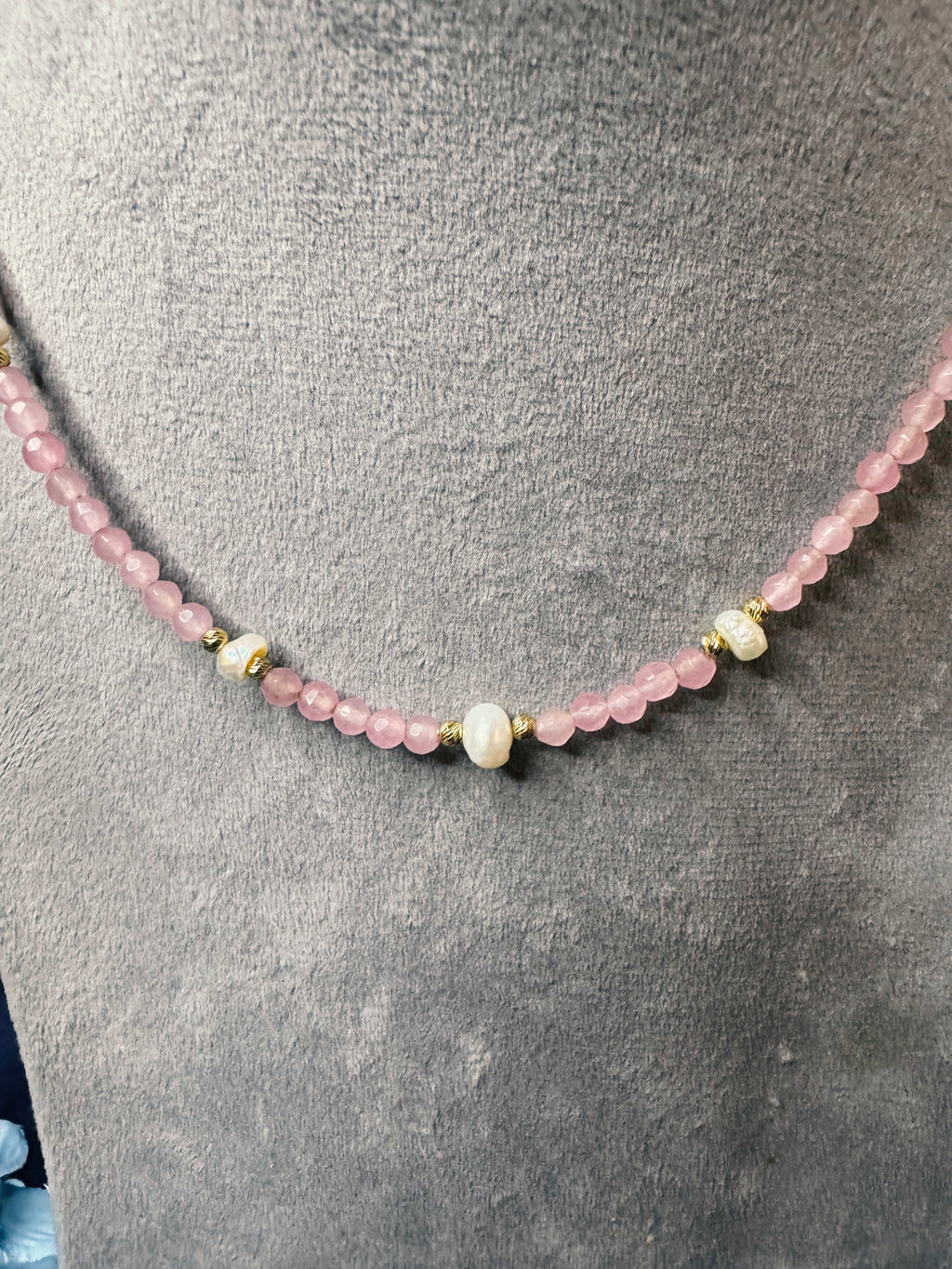 Blush Halo – Rose Jade & Pearl Necklace