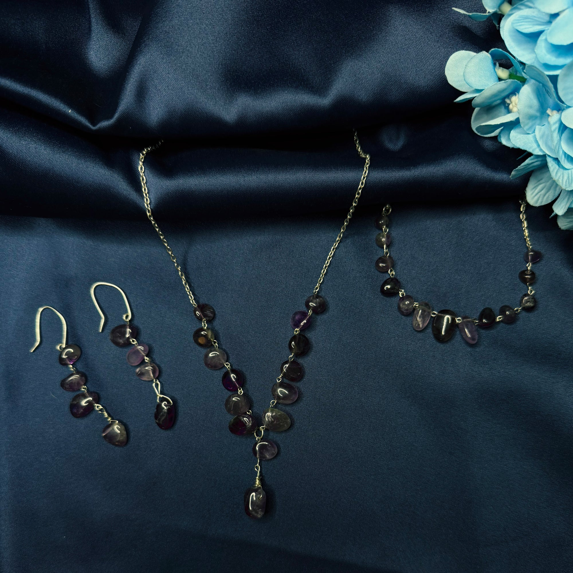 Amara Trio necklace, bracelet, and earrings