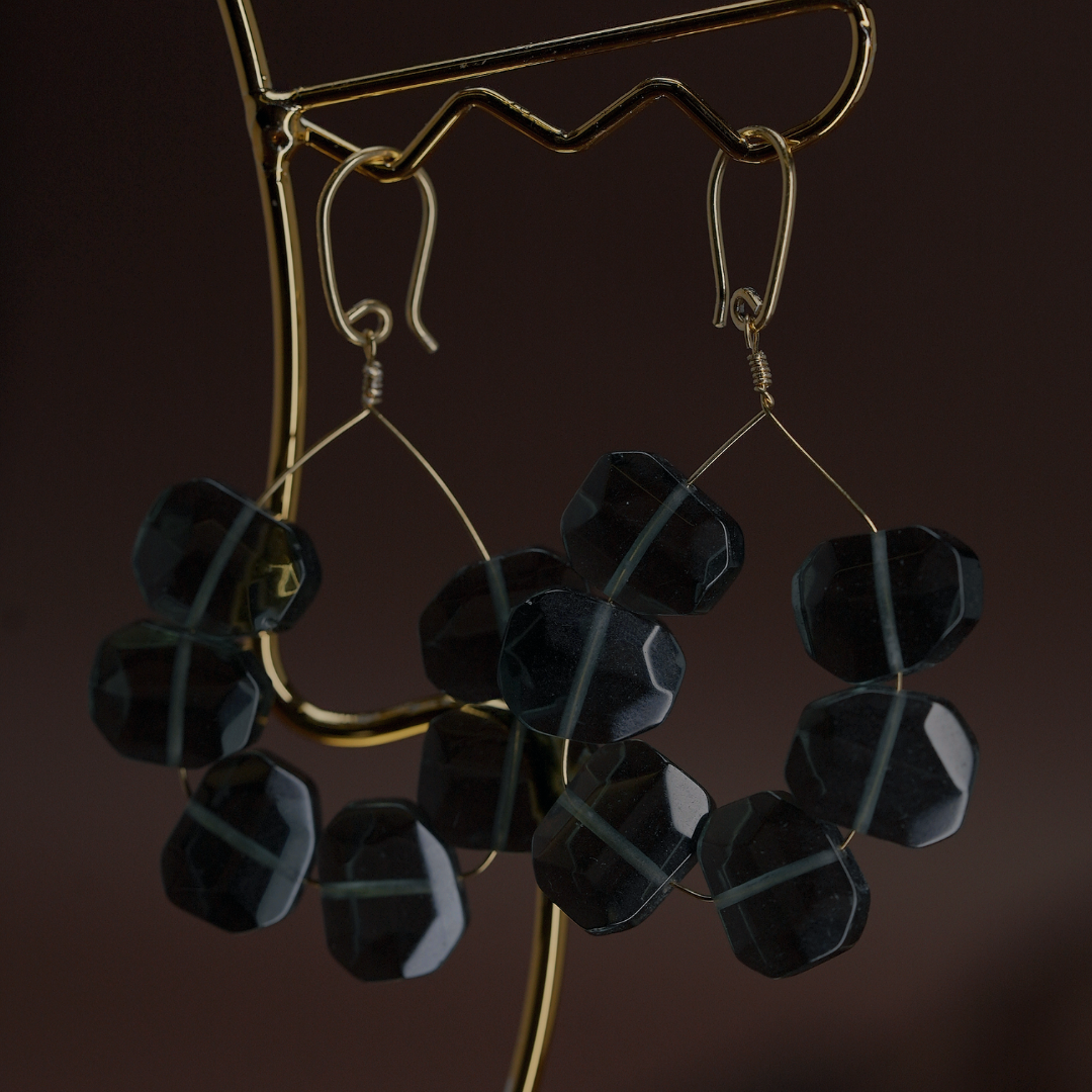 Golden Noir Cascade Earrings